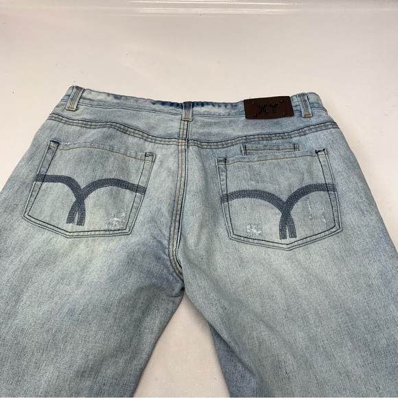 X Ray Jeans Men 38 Blue Light Wash Straight Distress Casual Work Skater 30" - Picture 5 of 11